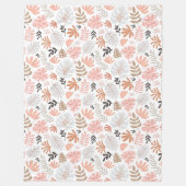 ピンクタンブラウン葉パーム フリースブランケット (正面)