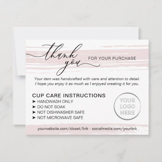ピンクタンブラーカップマグカップの指示気に サンキューカード (正面)