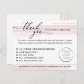 ピンクタンブラーカップマグカップの指示気に サンキューカード (正面/裏面)