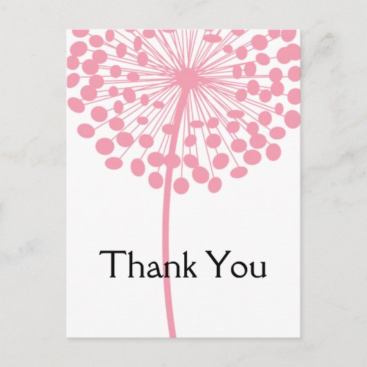 ピンクタンポポ花ありがとうポストカード2 ポストカード (正面)