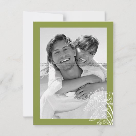 ピンクタンポポ花の春日付カードを保存 セーブザデート (裏面)