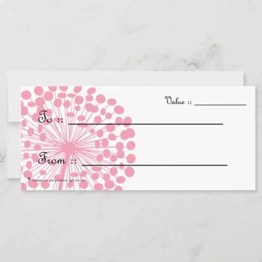 ピンクタンポポ花ギフト券2 (裏面)