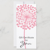 ピンクタンポポ花ギフト証明書デザイン3 (裏面)