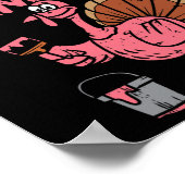 ピンクターキーフラミンゴおもしろい感謝祭動物愛好家 ポスター (角)