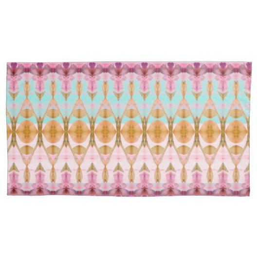 ピンクターコイズおよびPLum 枕カバー (正面)