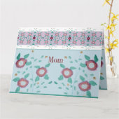 ピンクターコイズとライトブルー カード (黄色い花)