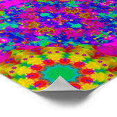 ピンクターコイズと黄色レトロパターン ポスター (角)