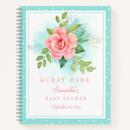 ピンクターコイズグラデーションウォーターバラゲストブック ノートブック