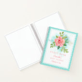 ピンクターコイズグラデーションウォーターバラゲストブック ノートブック (内部)