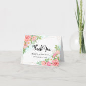 ピンクターコイズグラデーションフローラブーケ結婚バラ サンキューカード (正面)