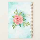ピンクターコイズグラデーションフローラブーケ結婚バラ プランナー手帳 (裏面)