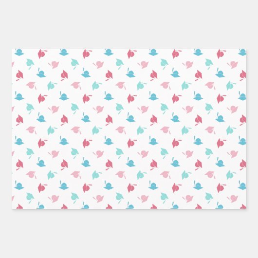 ピンクターコイズフォトコラージュモノグラム卒業生 ラッピングペーパーシート (正面3)