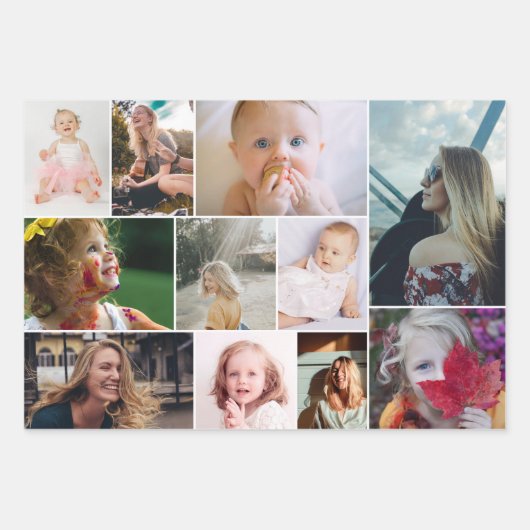 ピンクターコイズフォトコラージュモノグラム卒業生 ラッピングペーパーシート (正面)