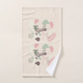 ピンクターコイズブラウンスケッチィ抽象芸術 バスタオルセット (ハンドタオル)