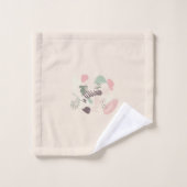 ピンクターコイズブラウンスケッチィ抽象芸術 バスタオルセット (ウォッシュタオル)