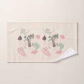 ピンクターコイズブラウンスケッチィ抽象芸術 バスタオルセット (ハンドタオル)