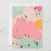 ピンクターコイズブラシストローク結婚式招待状 招待状 (裏面)