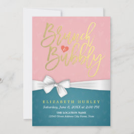 ピンクターコイズブランチバブリーブライダルシャワー招待状 招待状