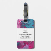ピンクターコイズマーブルポア絵画ーズアートモノグラム ラゲッジタグ (裏面縦)
