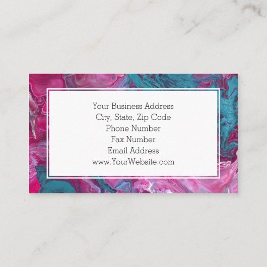 ピンクターコイズマーブルメイクアップアーティスト美容師 名刺 (裏面)