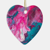 ピンクターコイズ大理石絵を描注の絵を描アート セラミックオーナメント (右)