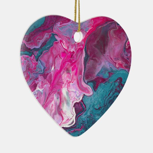 ピンクターコイズ大理石絵を描注の絵を描アート セラミックオーナメント (右)
