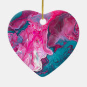 ピンクターコイズ大理石絵を描注の絵を描アート セラミックオーナメント (裏面)