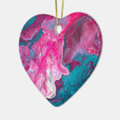 ピンクターコイズ大理石絵を描注の絵を描アート セラミックオーナメント (左)