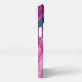 ピンクターコイズ大理石絵を描注の絵を描アート iPhoneケース (右側面)