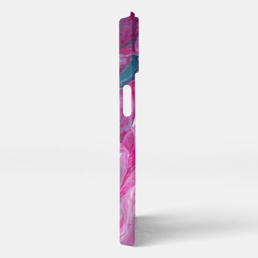 ピンクターコイズ大理石絵を描注の絵を描アート iPhoneケース (右側面)