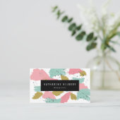 ピンクターコイズ抽象芸術絵を描の名刺 名刺 (スタンド正面)