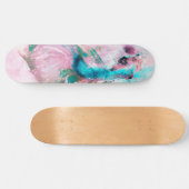 ピンクターコイズ水彩ベッタフィッシュ芸術的 スケートボード (横)