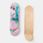 ピンクターコイズ水彩ベッタフィッシュ芸術的 スケートボード (正面)