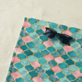 ピンクターコイズ金ゴールドパタエレガントーン ビーチタオル (インサイチュ)