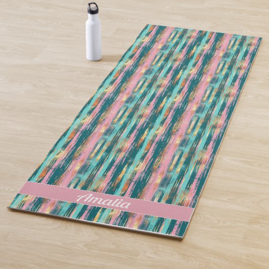 ピンクターコイズ金ゴールドパタエレガントーン ヨガマット (インサイチュ)