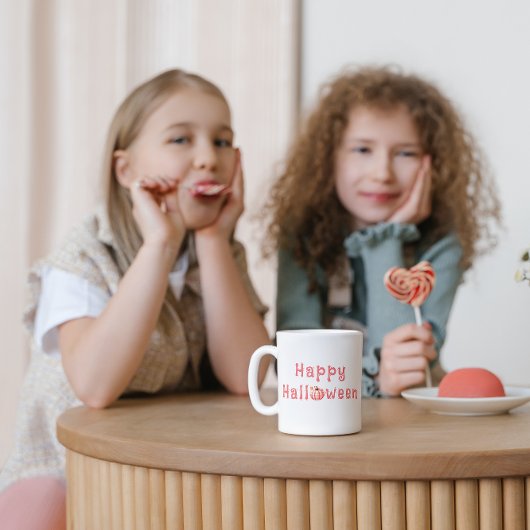 ピンクタータンチェックカボチャハッピーハローウィン コーヒーマグカップ