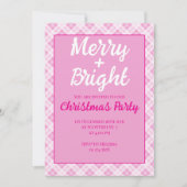 ピンクタータンチェッククリスマスパーティーホリデーズメリーブライト 招待状 (正面)