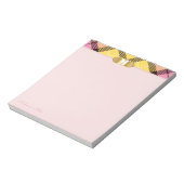 ピンクタータンチェックゴールデンスクリプト名モノグラムアプリコット ノートパッド (回転)