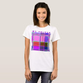 ピンクタータン生地 パターン クロス マドラス Tシャツ (正面フル)