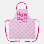 ピンクタータン クリスマス メリー ブライト ファミリー ネーム エプロン (正面)