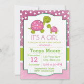 ピンクタートルベビーシャワー招待状 招待状 (正面)