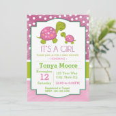 ピンクタートルベビーシャワー招待状 招待状 (スタンド正面)