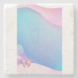 ピンクダイかわいらしアモンテバタフライストーンコースター ストーンコースター