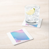 ピンクダイかわいらしアモンテバタフライ紙コースター スクエアペーパーコースター (インサイチュ)