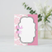 ピンクダイアモンズアンドパールダマスク招待状 インビテーションポストカード (スタンド正面)