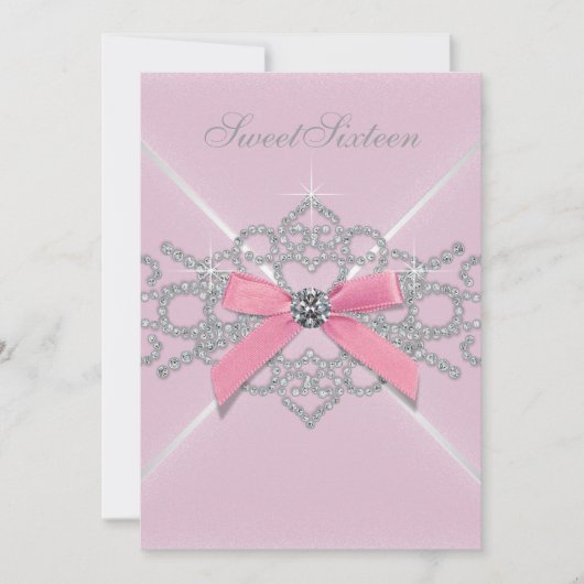 ピンクダイアモンズピンクスウィート16誕生日パーティー 招待状 (正面)