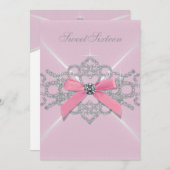 ピンクダイアモンズピンクスウィート16誕生日パーティー 招待状 (正面/裏面)