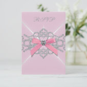 ピンクダイアモンズピンクスウィート16誕生日パーティーRSVP 出欠カード (スタンド正面)