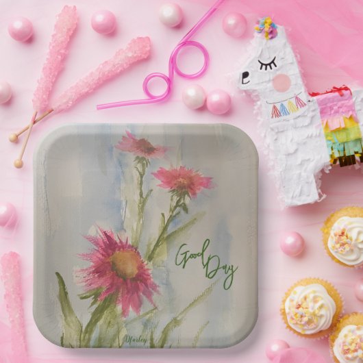 ピンクダイズ紙皿 ペーパープレート (パーティー)