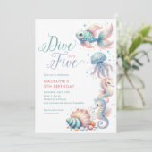 ピンクダイブインファイブマーメイド5誕生日 招待状 (スタンド正面)